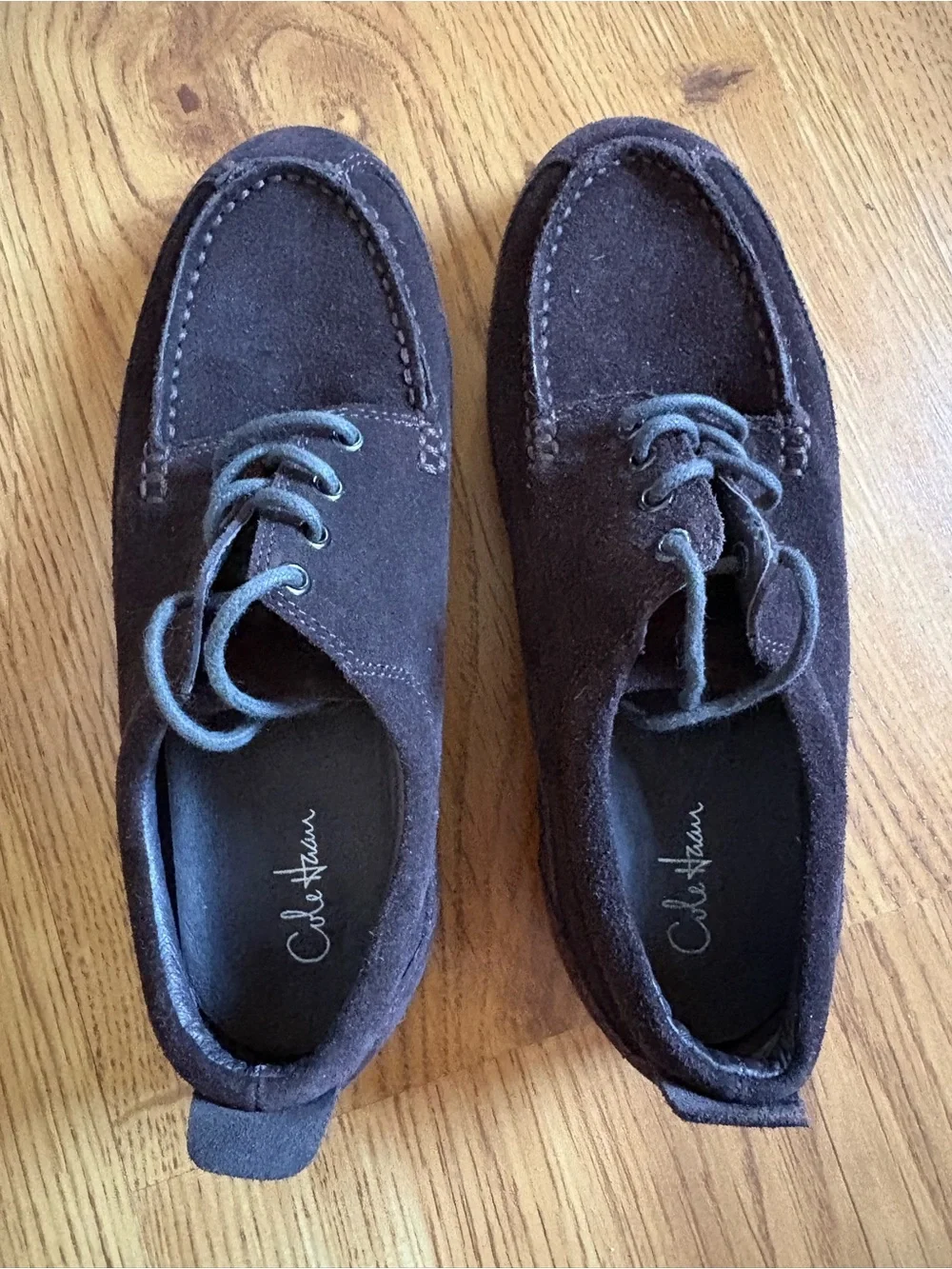 Cole Haan Boys Dark Brown Suede Lace-Up Dress Shoes 2